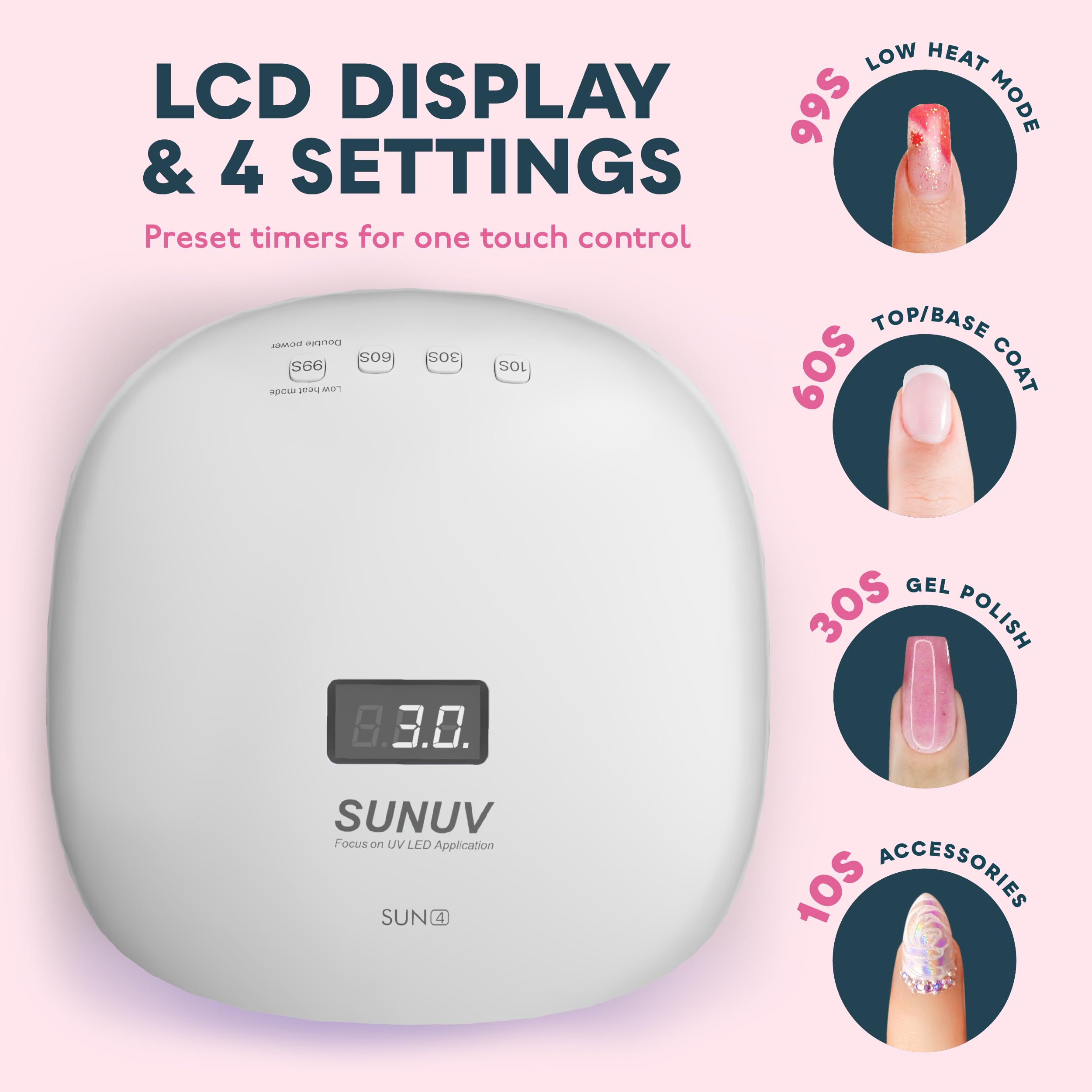 SUNUV SUN4 36 LED UV array visible for fast, even curing.