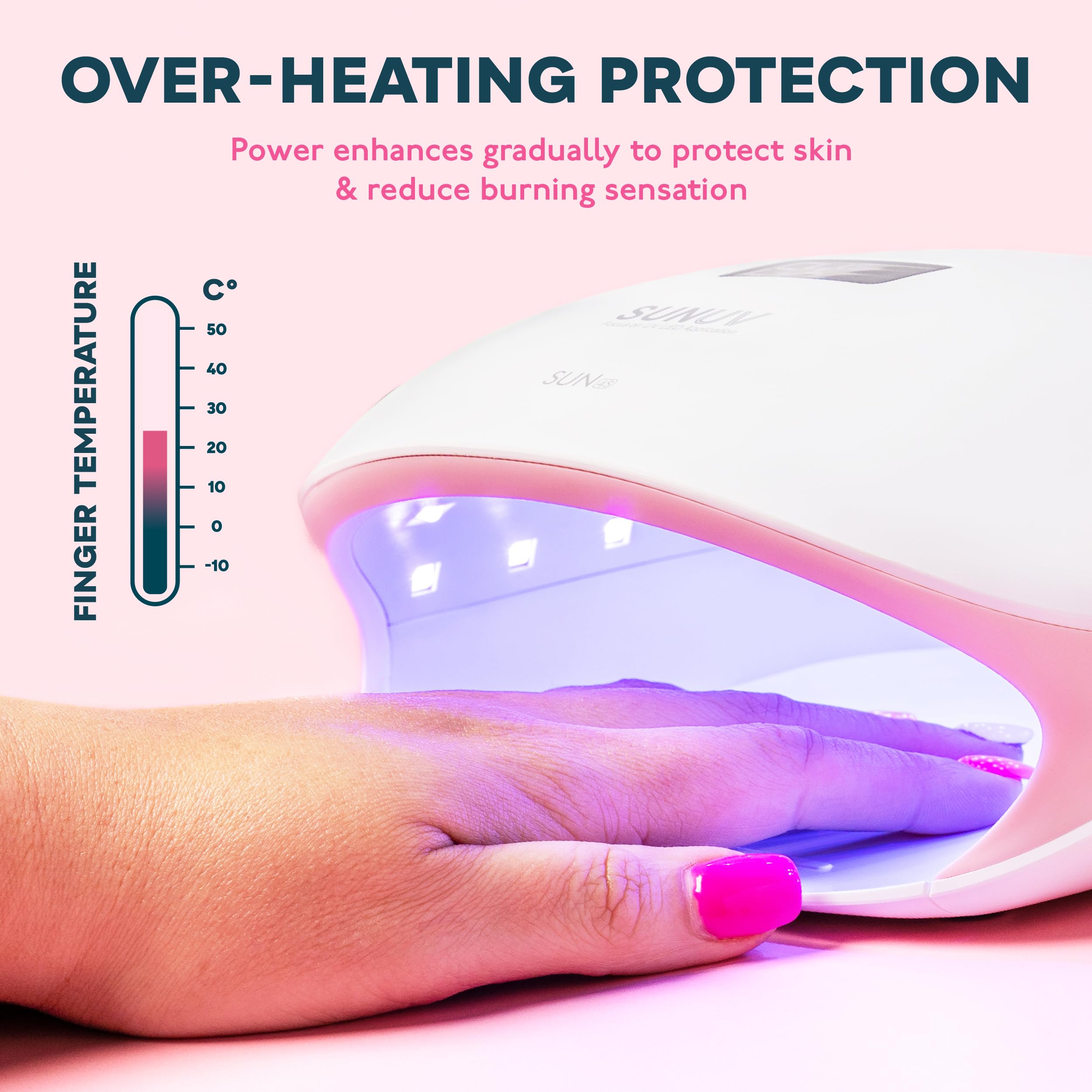 SUNUV SUN4S pink top-view highlighting slim, portable design