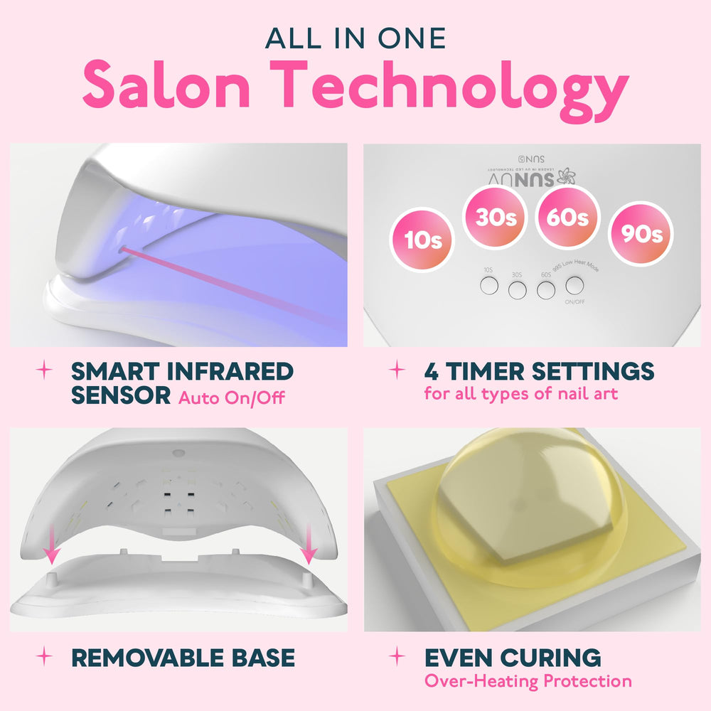 SUNUV Sun5 with removable base shown for easy cleaning and pedicure setups.