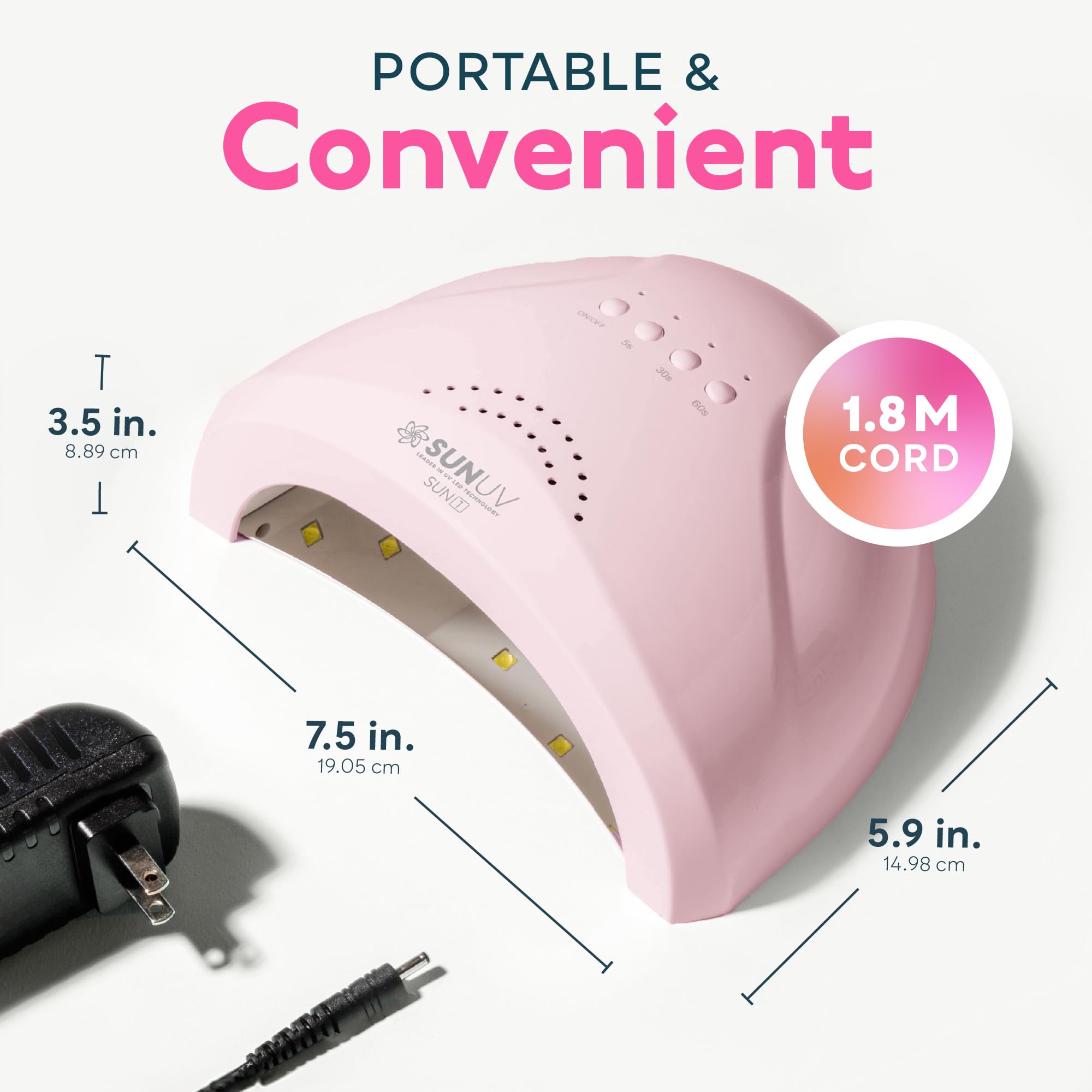 SUNUV SUNone Pink removable base allows easy cleaning and space to maneuver