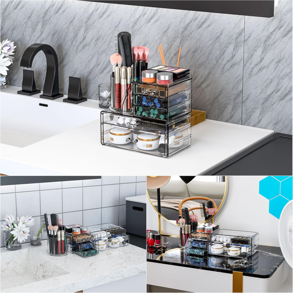 SuoXing clear acrylic makeup organizer suits students and professionals needing clutter-free makeup spaces.