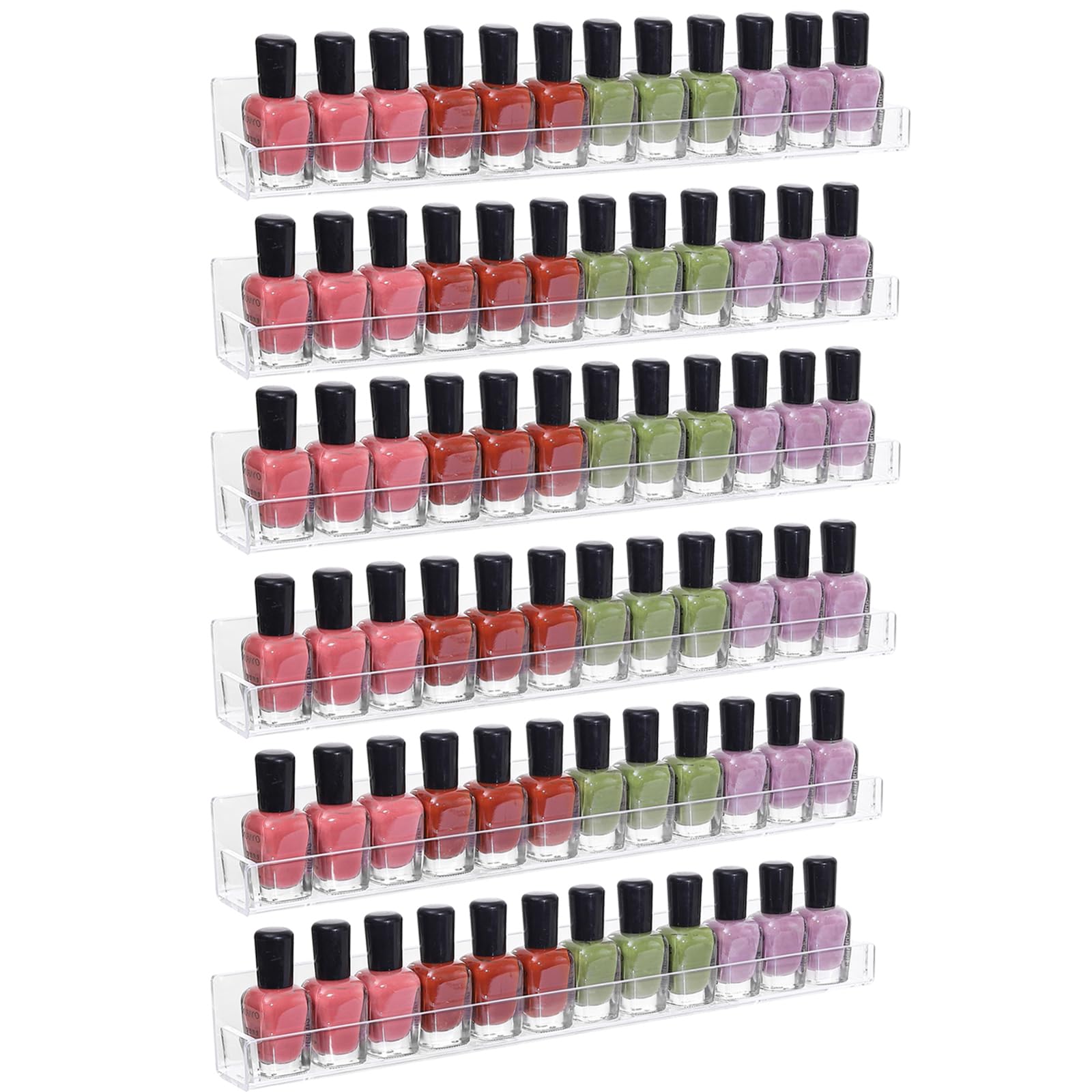 SuoXing wall-mounted rack display showing 72 bottles for organized color options
