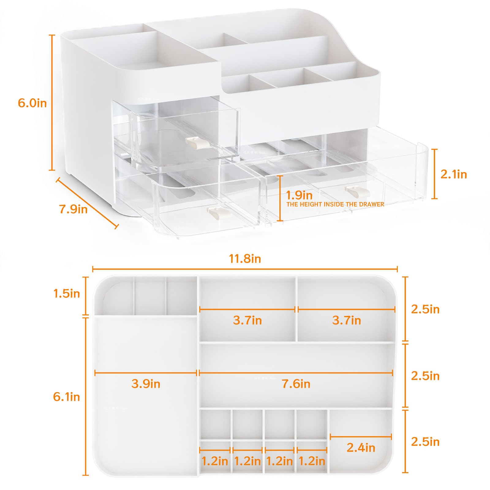 SuoXing white makeup organizer small drawer close-up showcasing organization.