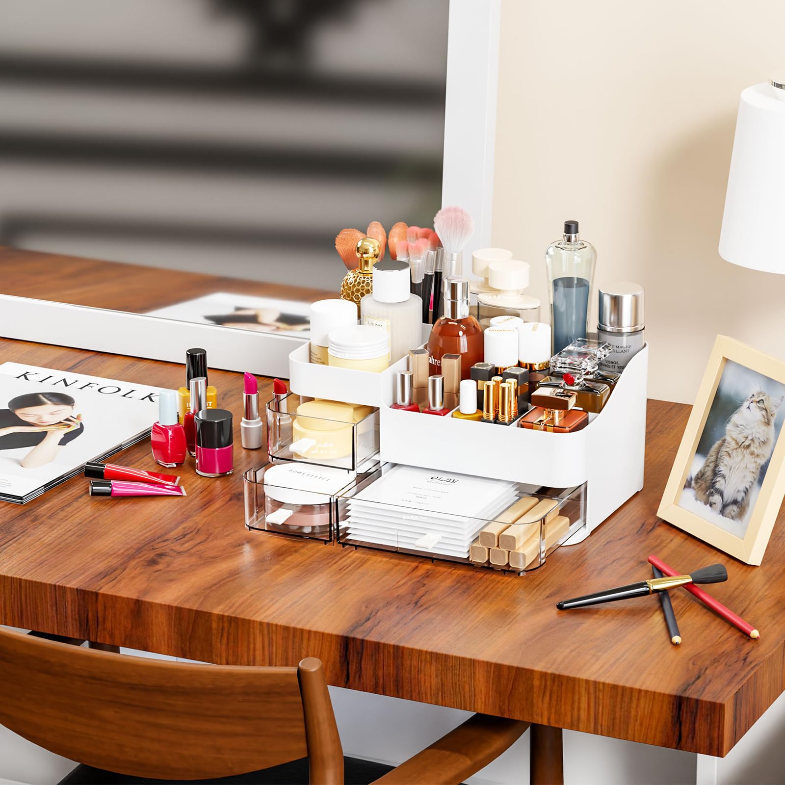 SuoXing white makeup organizer on vanity decor for tidy styling.