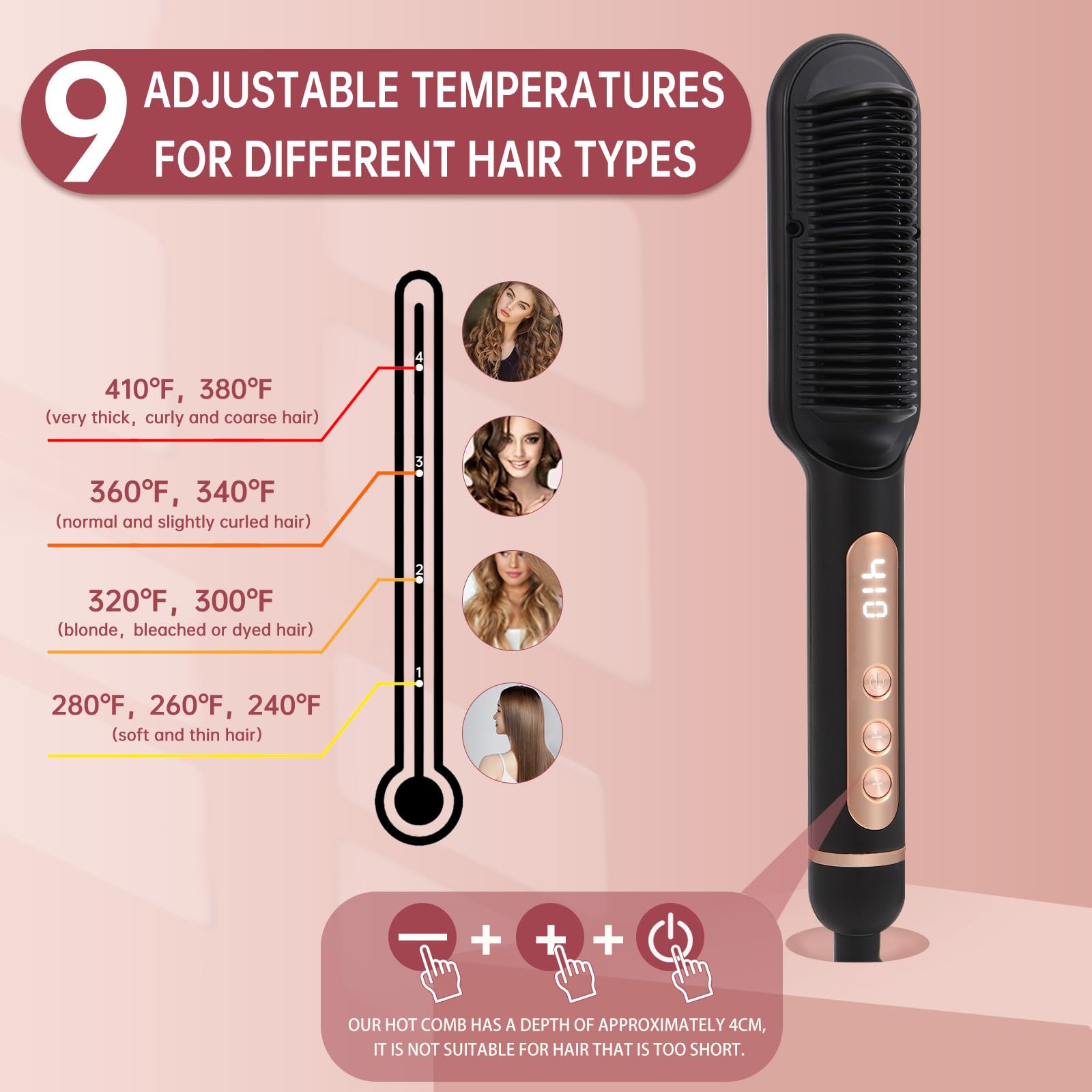 SUPBERC negative ionic hair brush with 25 3D teeth for precise straightening