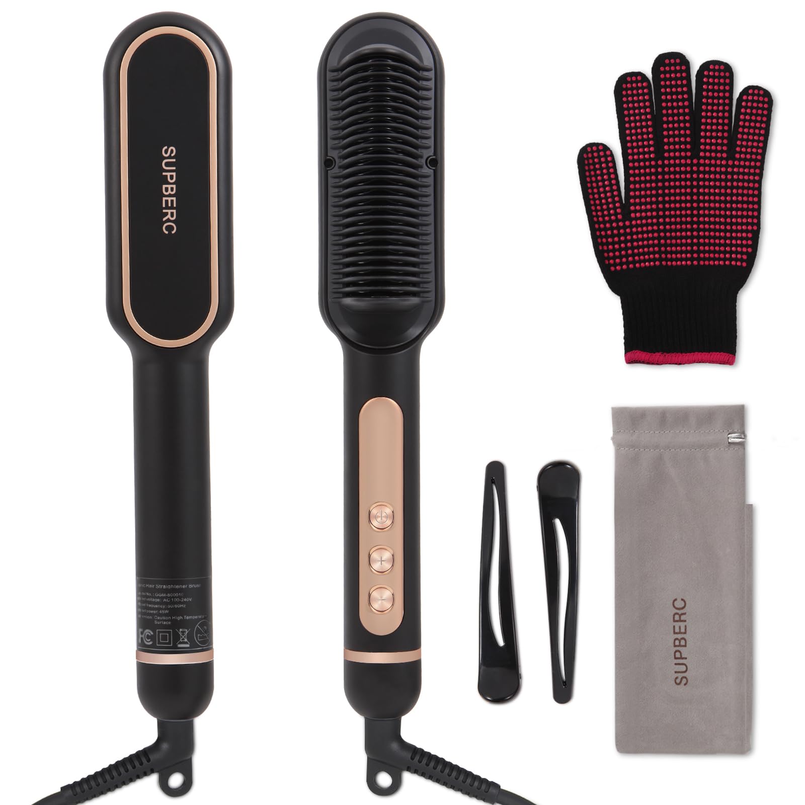 SUPBERC negative ionic hair brush before use for smooth styling