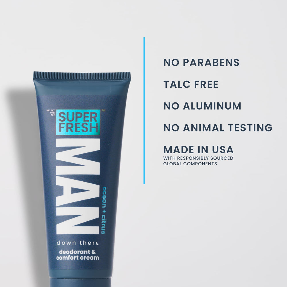 Super Fresh Co. aluminum-free packaging signals clean daily use.