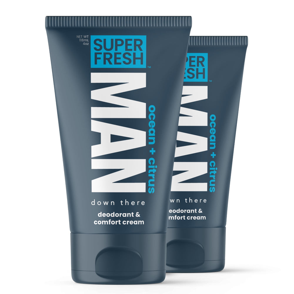 Super Fresh Co ball-deodorant-lotion-tube-front displays the aluminum-free hygiene cream for daily freshness.