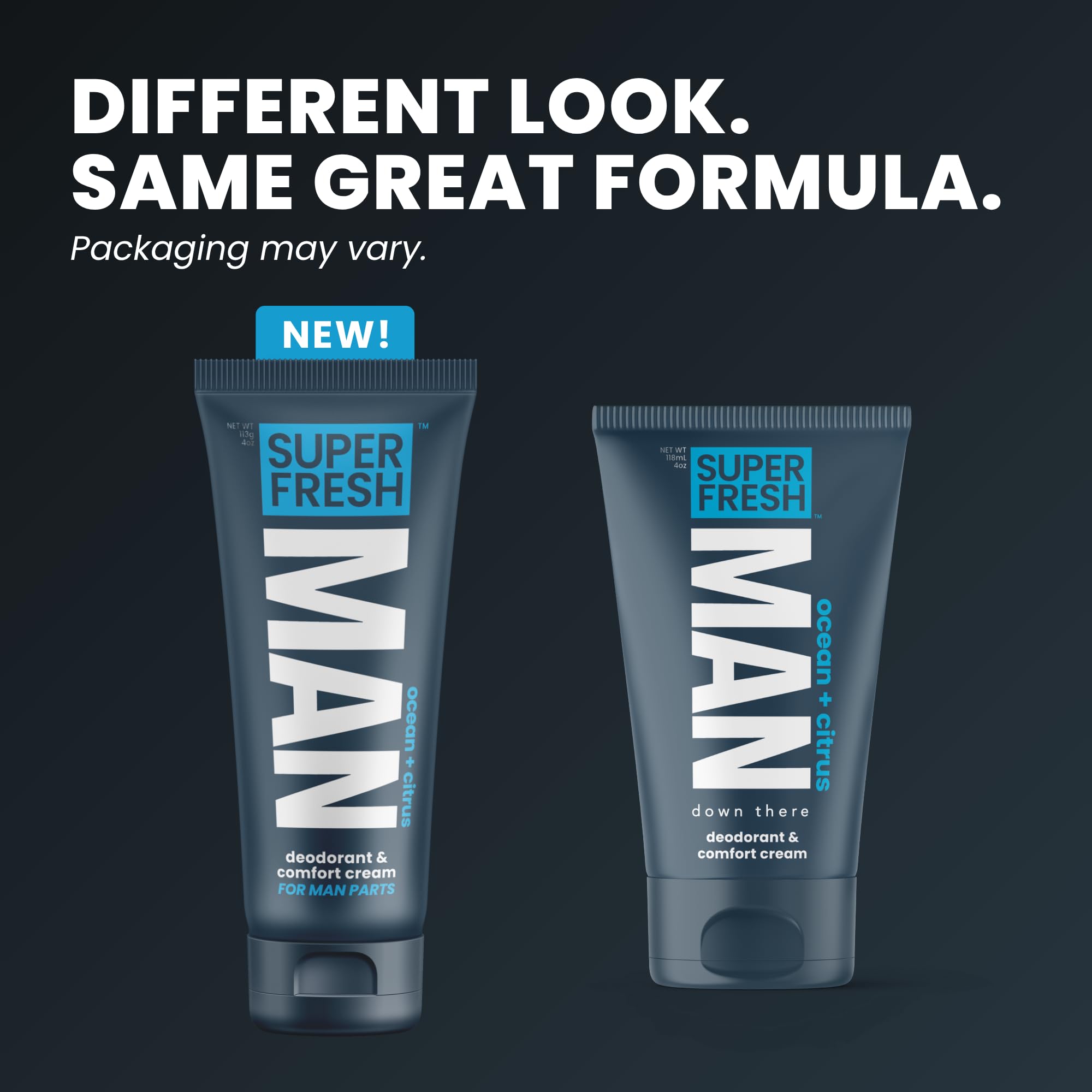Super Fresh Co. men's groin care application demonstrates easy, mess-free hygiene routine.
