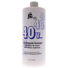 Super Star desarrollador crema peróxido 40 volúmenes, botella visible para resultados uniformes.