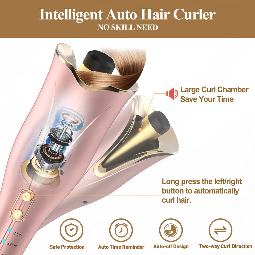SuperDuomishu rotating ceramic curling wand creates smooth, even waves.