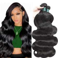 Superfect human hair bundles in body wave 18-inch showcase natural fullness for a seamless weave.