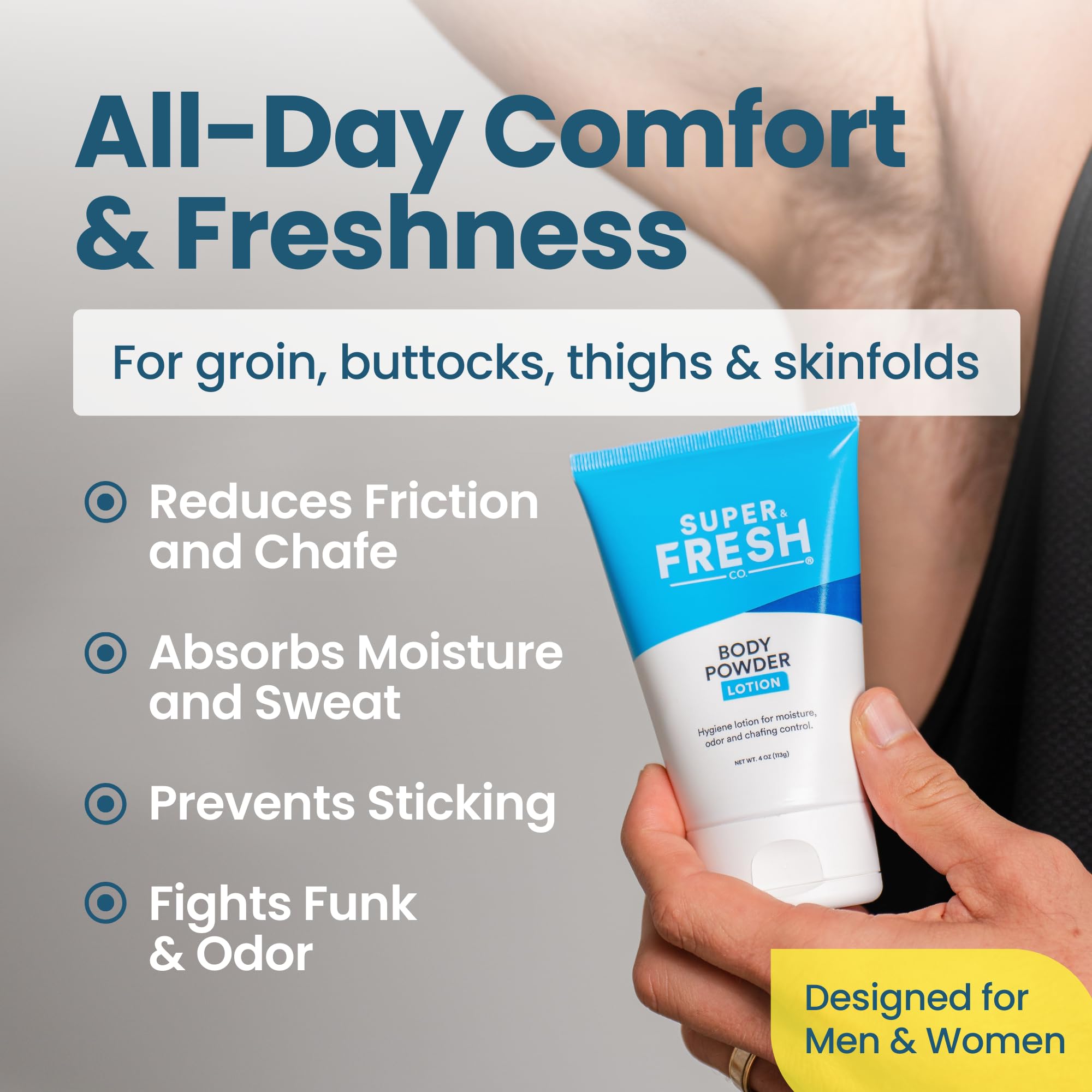 SweatBlock bottle back highlighting ingredients and quality from Super & Fresh Co.
