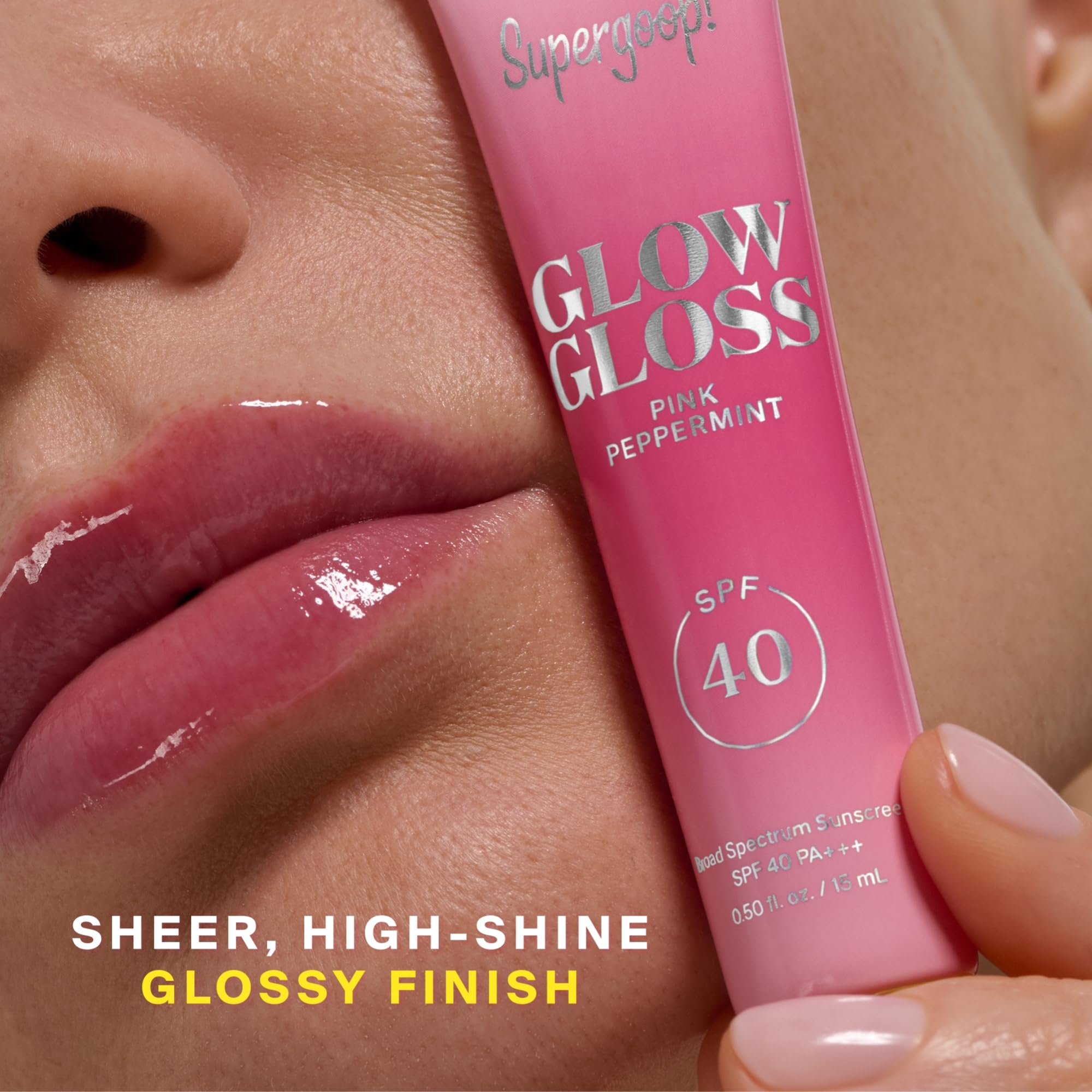 Daily use intended look of Glow Gloss in a compact size