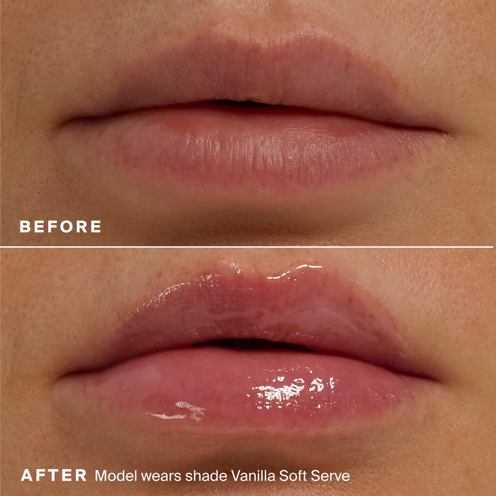 Supergoop! Glow Gloss high-shine finish with a protective gloss for a luminous lip.