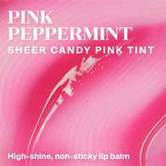 Closeup of Glow Gloss Pink Peppermint tint for sheer color and mint aroma