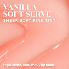 Supergoop! Glow Gloss sheer pink tint swatch delivers subtle color with non-sticky comfort.