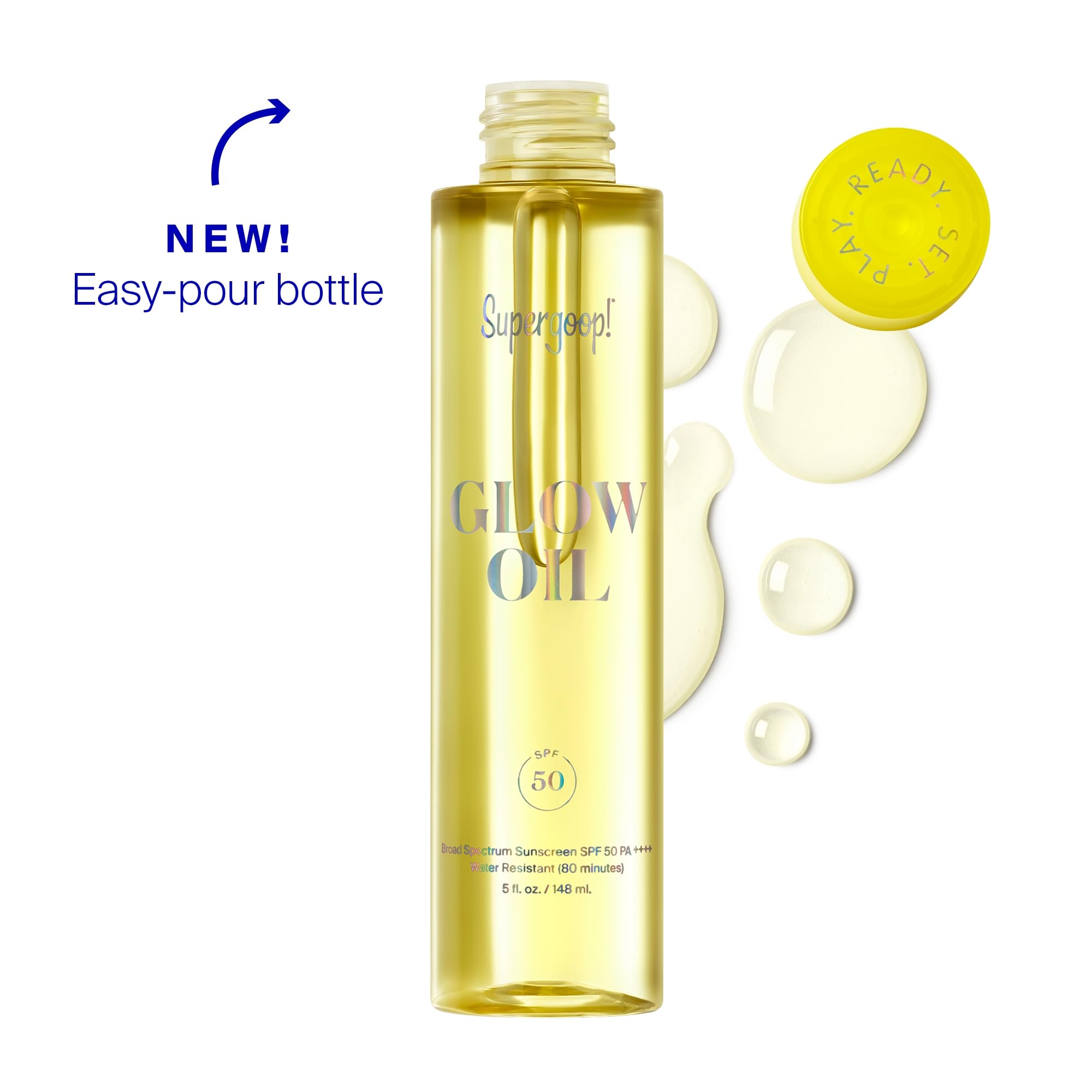 Supergoop! Glow Oil bottle with marigold, meadowfoam and grape seed extracts for nourishment.
