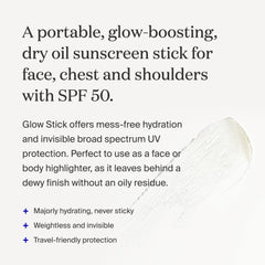 Supergoop Glow Stick applied to face and body for invisible hydration.