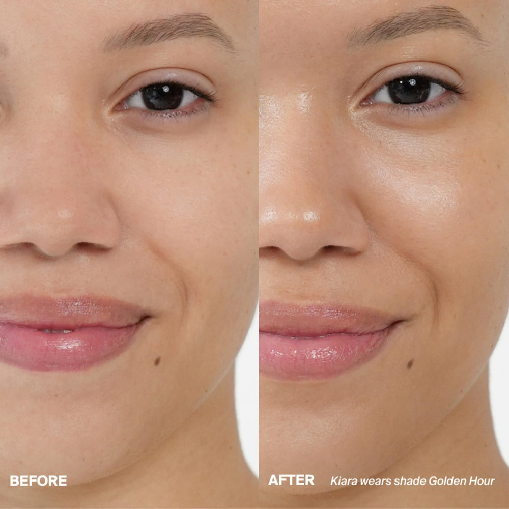 Swatch of Supergoop Glowscreen Drops SPF 40 for smooth coverage