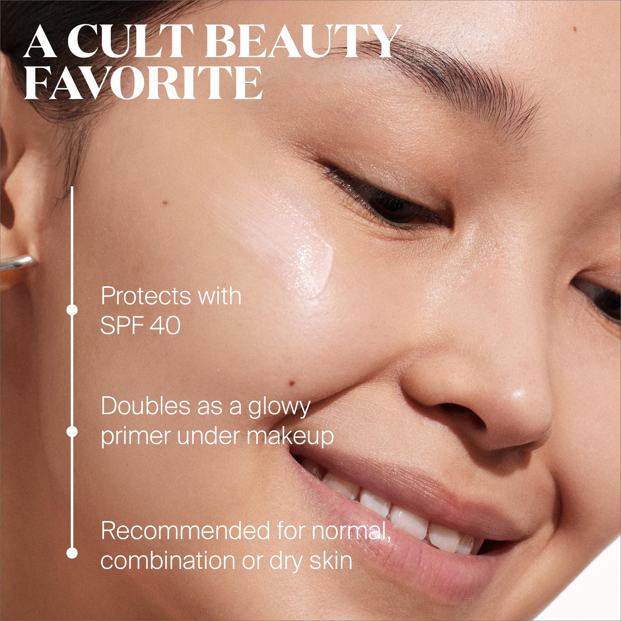 Supergoop Glowscreen Dawn swatch reveals pink-pearl glow for radiance.