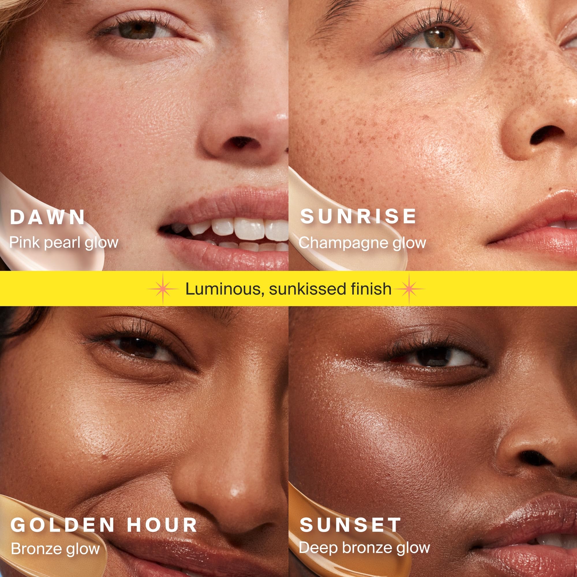Supergoop! Glowscreen Golden Hour ingredients visuals hint at hydration and antioxidants.