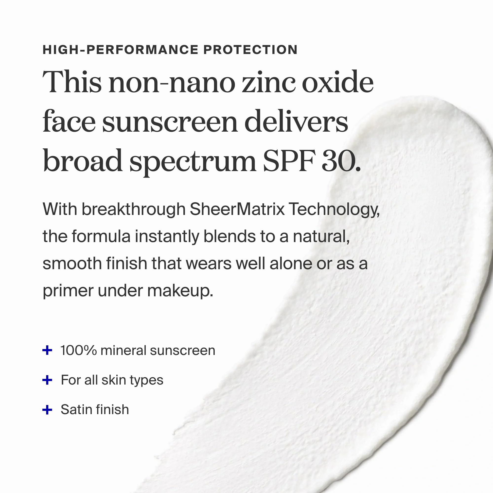 Supergoop! Mineral Sheerscreen satin finish swatch reveals a smooth, non-greasy texture.