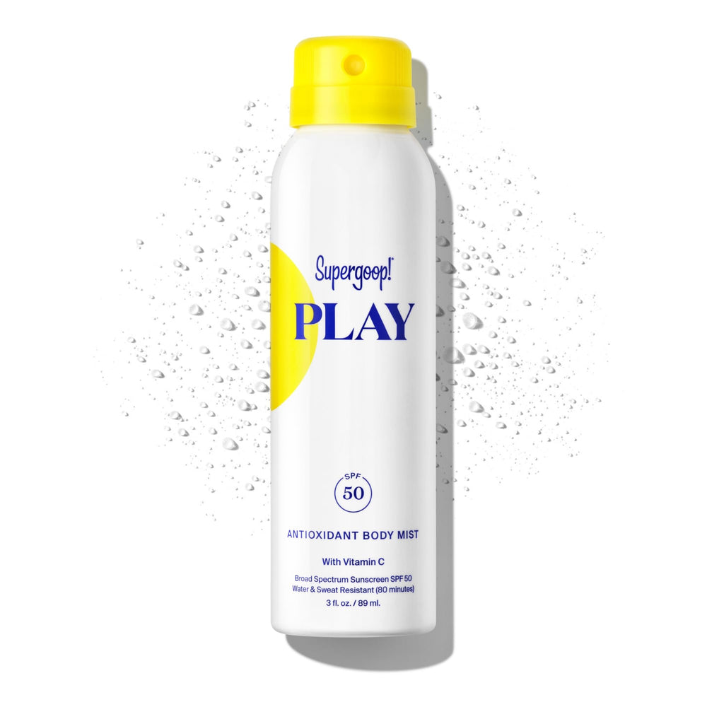 Supergoop! PLAY Antioxidant Body Mist bottle with SPF 50 for everyday sun protection on outdoor runs