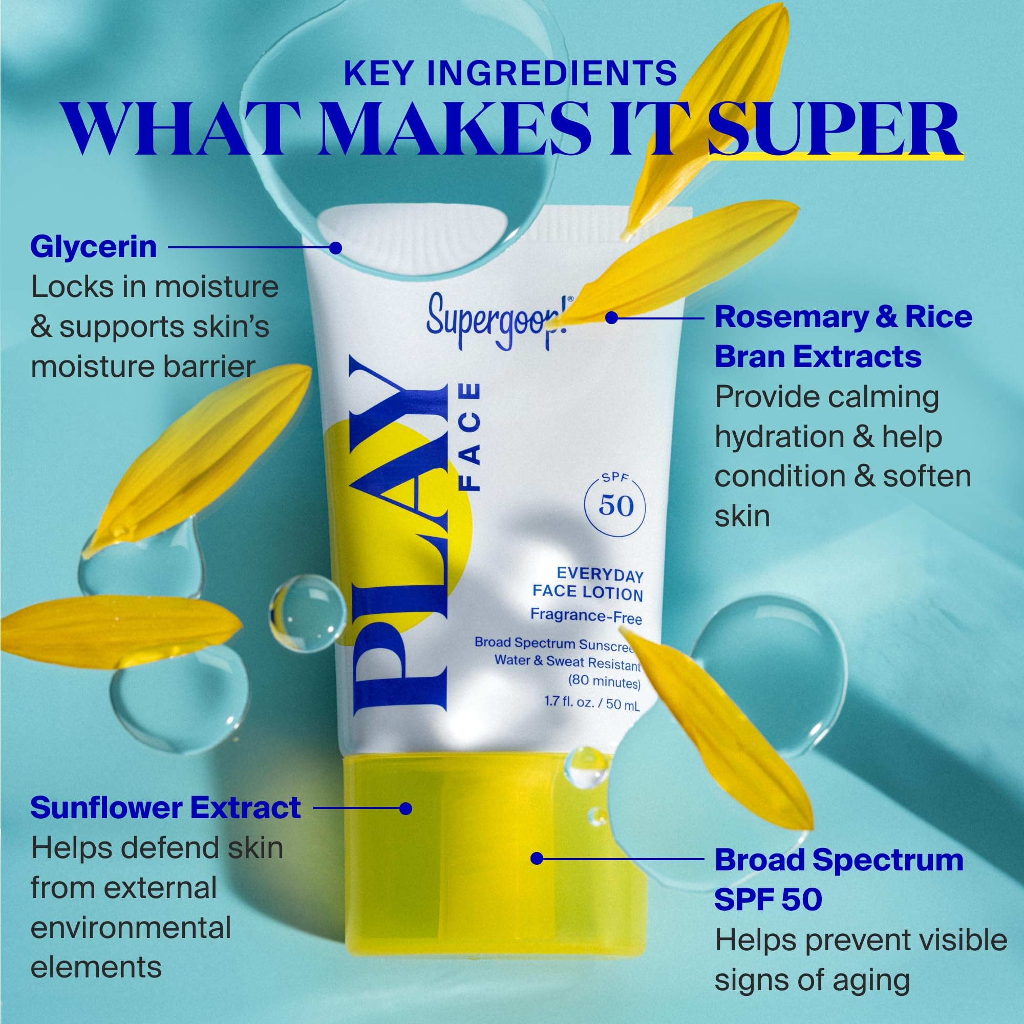 Supergoop! PLAY Everyday Face Lotion clear finish with no white cast under makeup.