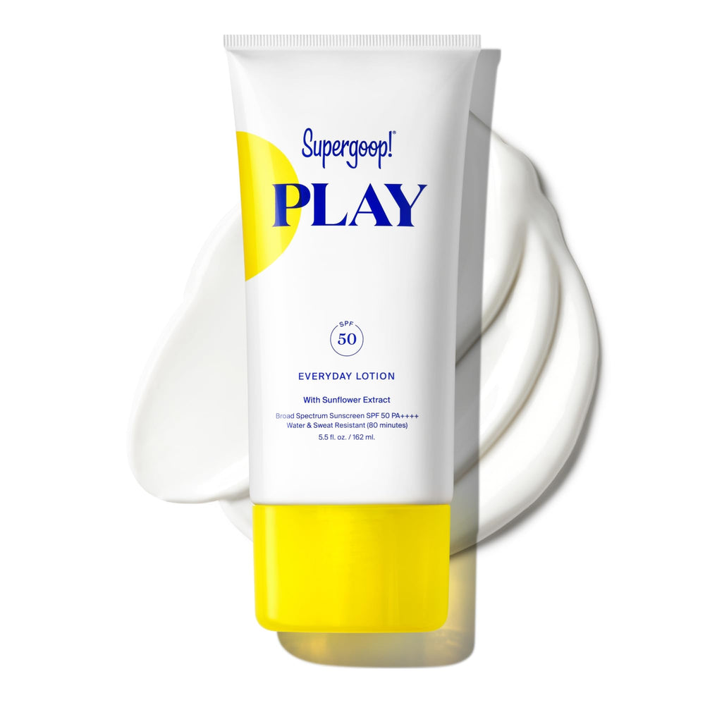 Supergoop! PLAY Everyday Lotion SPF 50 bottle ready for daily sun protection and hydration.