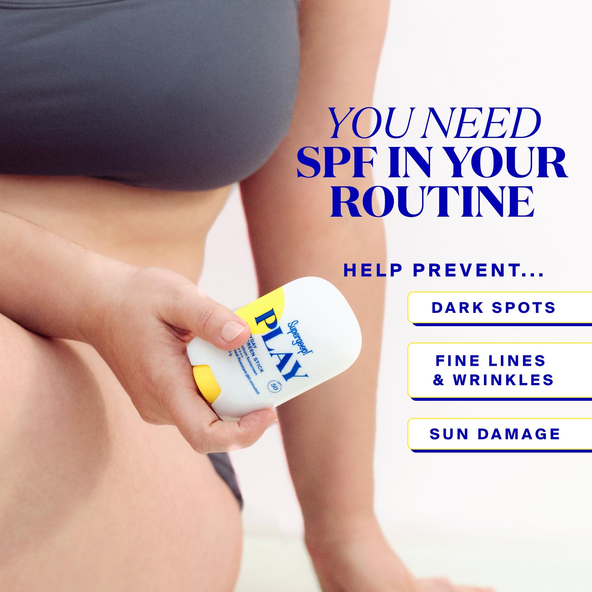Travel-ready compact of Supergoop PLAY Stick for on-the-go reapplication.
