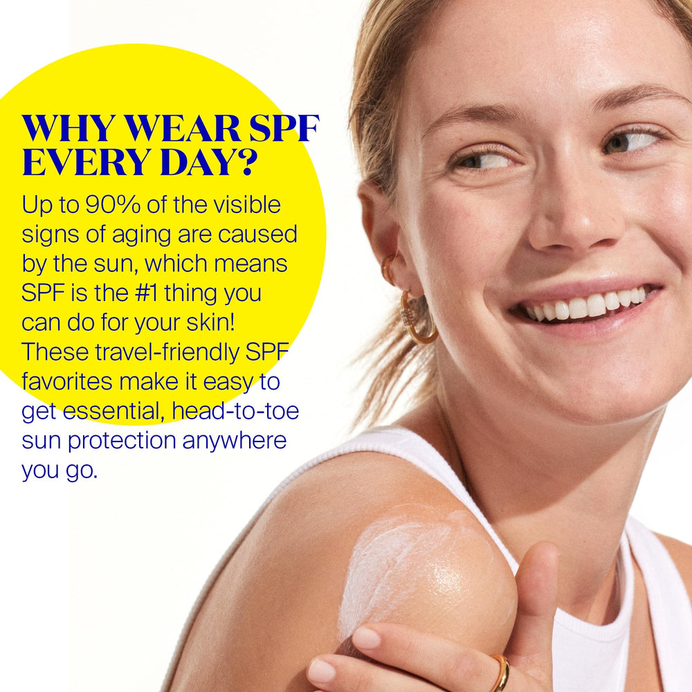 Supergoop Play Everyday Lotion being dispensed, smooth non-greasy coverage.
