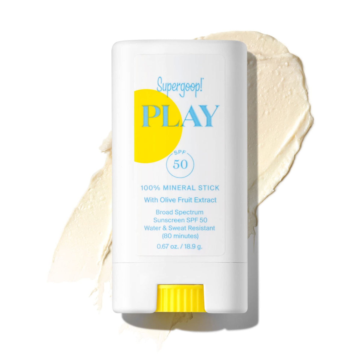 Supergoop! PLAY Mineral Stick cap showing portable sun protection on the go