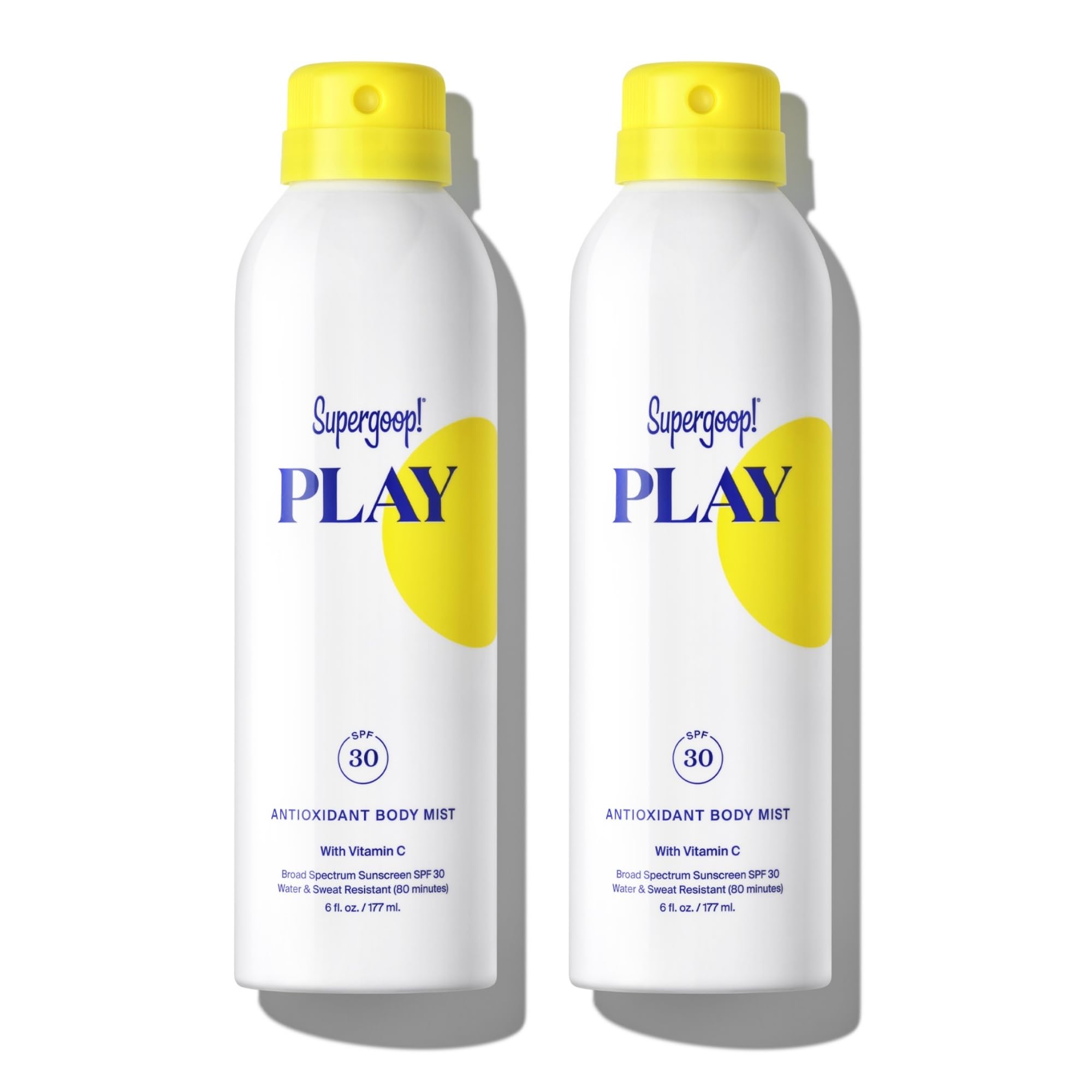 Supergoop! PLAY SPF30 Body Mist bottle provides lightweight sun protection.