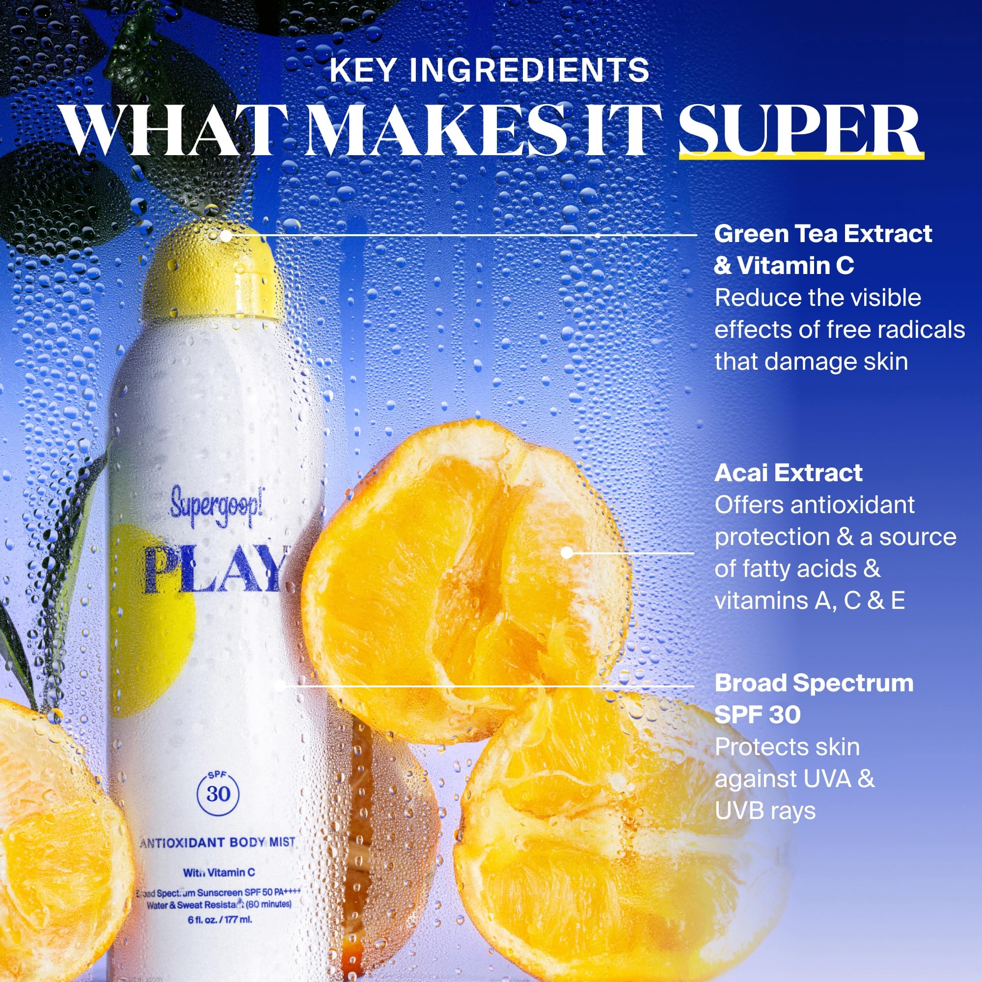 Wet-skin reapplication with Supergoop! PLAY mist after swimming for continued protection