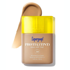 Supergoop Protec(tint) SPF 50 bottle close-up with smooth, breathable tint.