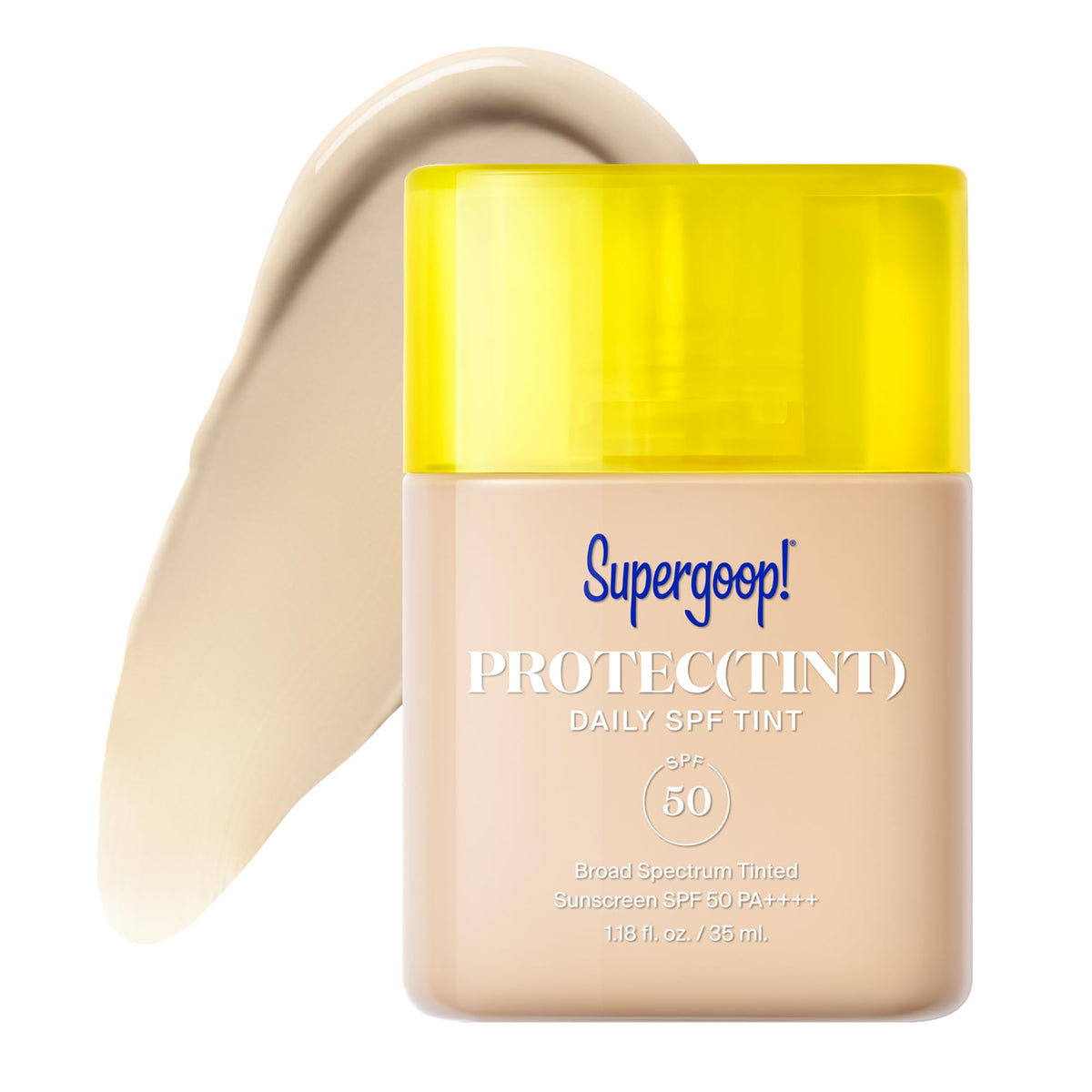 Supergoop Protec(tint) light swatch showing natural finish and smooth texture