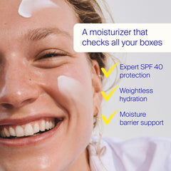 Supergoop! Triple Prep texture on hand shows lightweight cream absorbing quickly for daily protection.