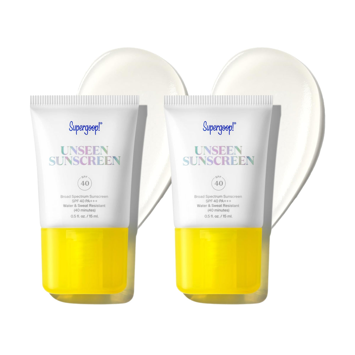 Supergoop! Unseen Sunscreen SPF 40 during application shows invisible protection and weightless feel.