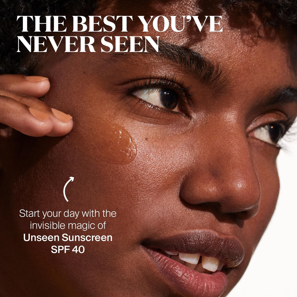 Supergoop Unseen Sunscreen SPF 40 invisible application with weightless, natural finish.