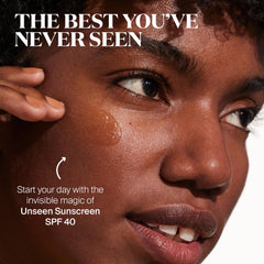 Supergoop Unseen Sunscreen SPF 40 invisible application with weightless, natural finish.