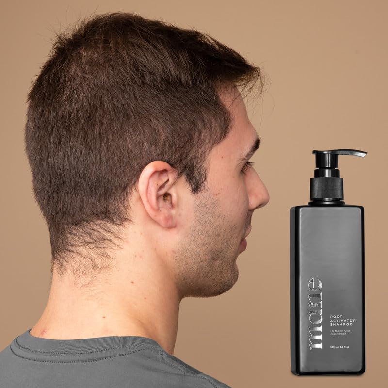 Superior Mane men's hair-care routine visual implies confident styling and scalp care.