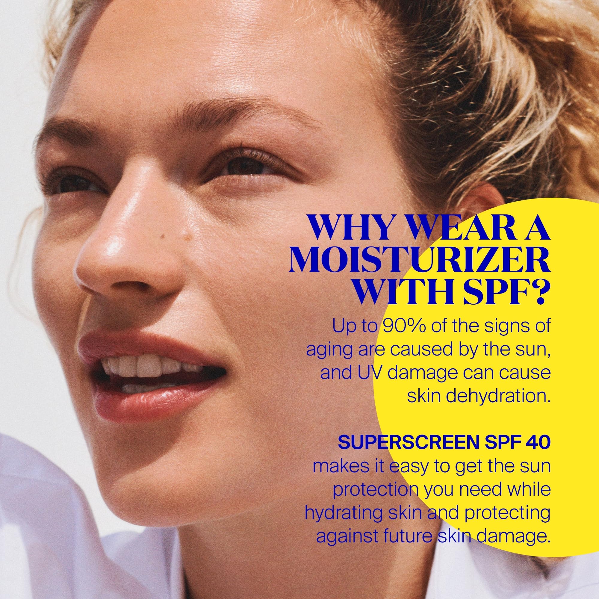 Supergoop! Superscreen packaging front communicates oxybenzone-free formula.