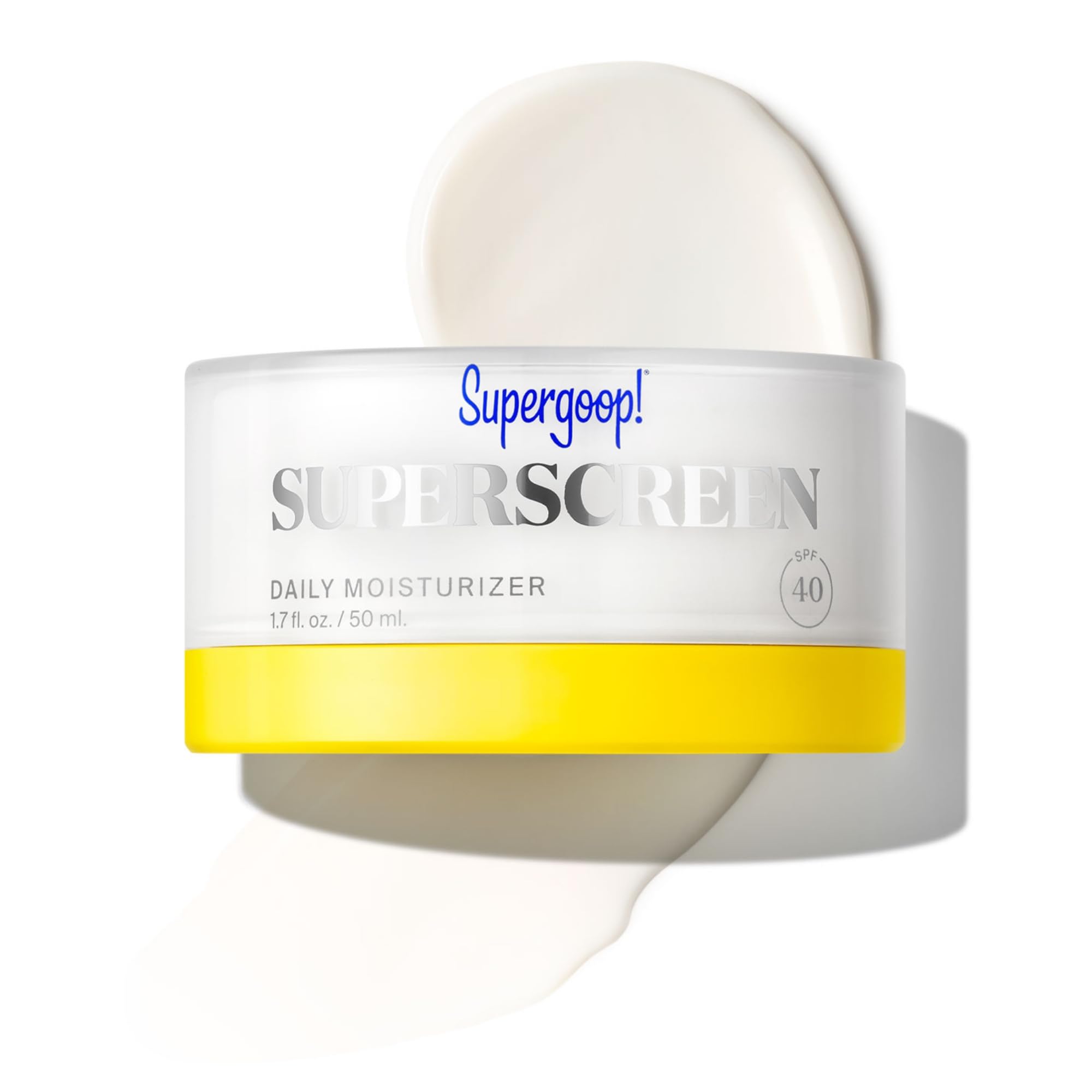 Supergoop! Superscreen bottle close-up showing SPF 40 protection for daily use.