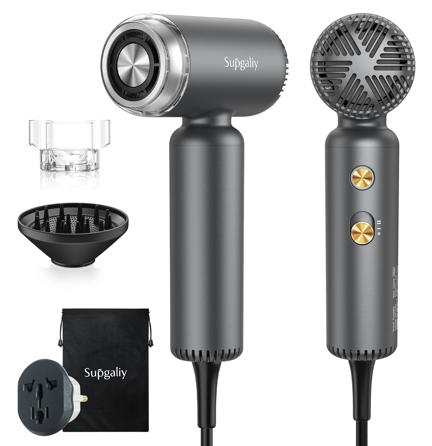SUPGALIY dual voltage hair dryer with compact build for global travel and faster drying