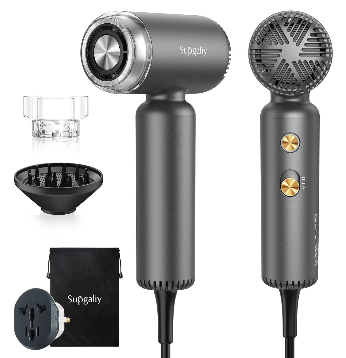 SUPGALIY dual voltage hair dryer with compact build for global travel and faster drying