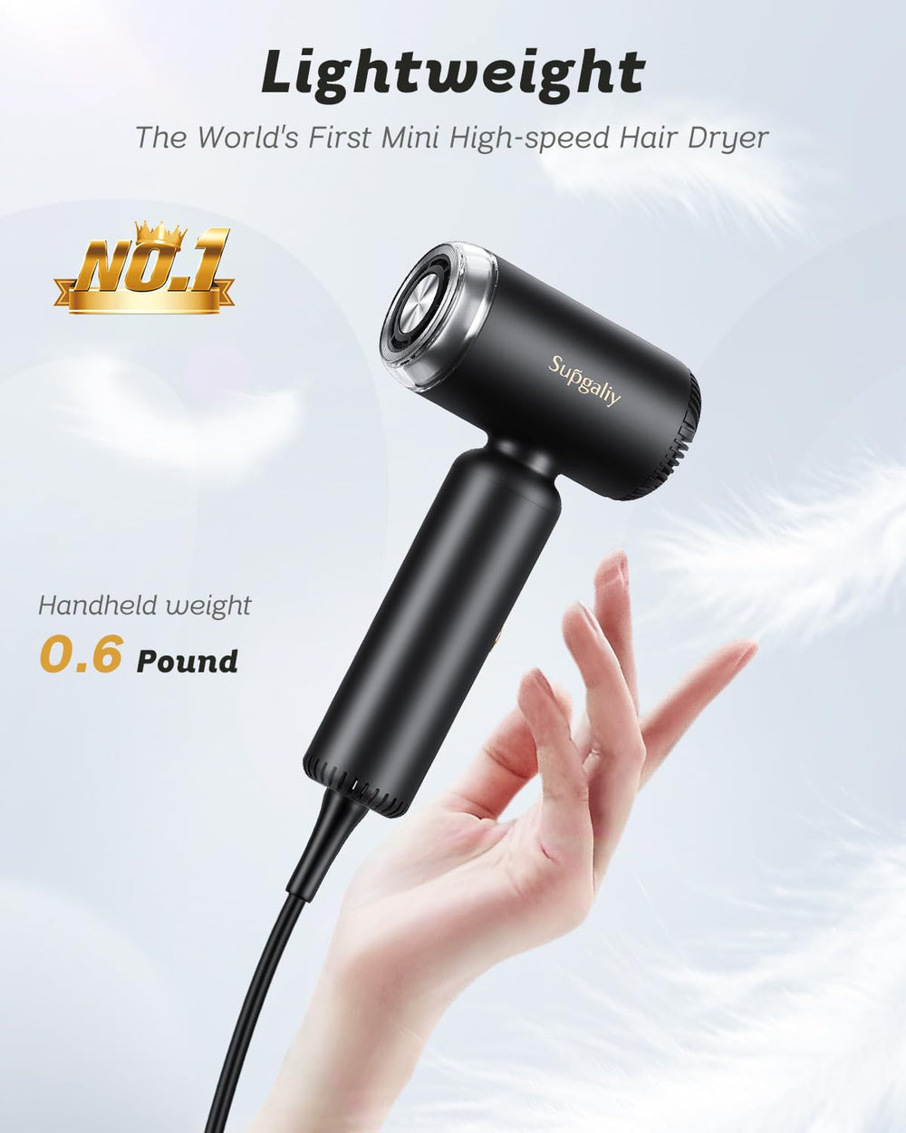 SUPGALIY ionic technology dryer delivering smoother hair and frizz control.