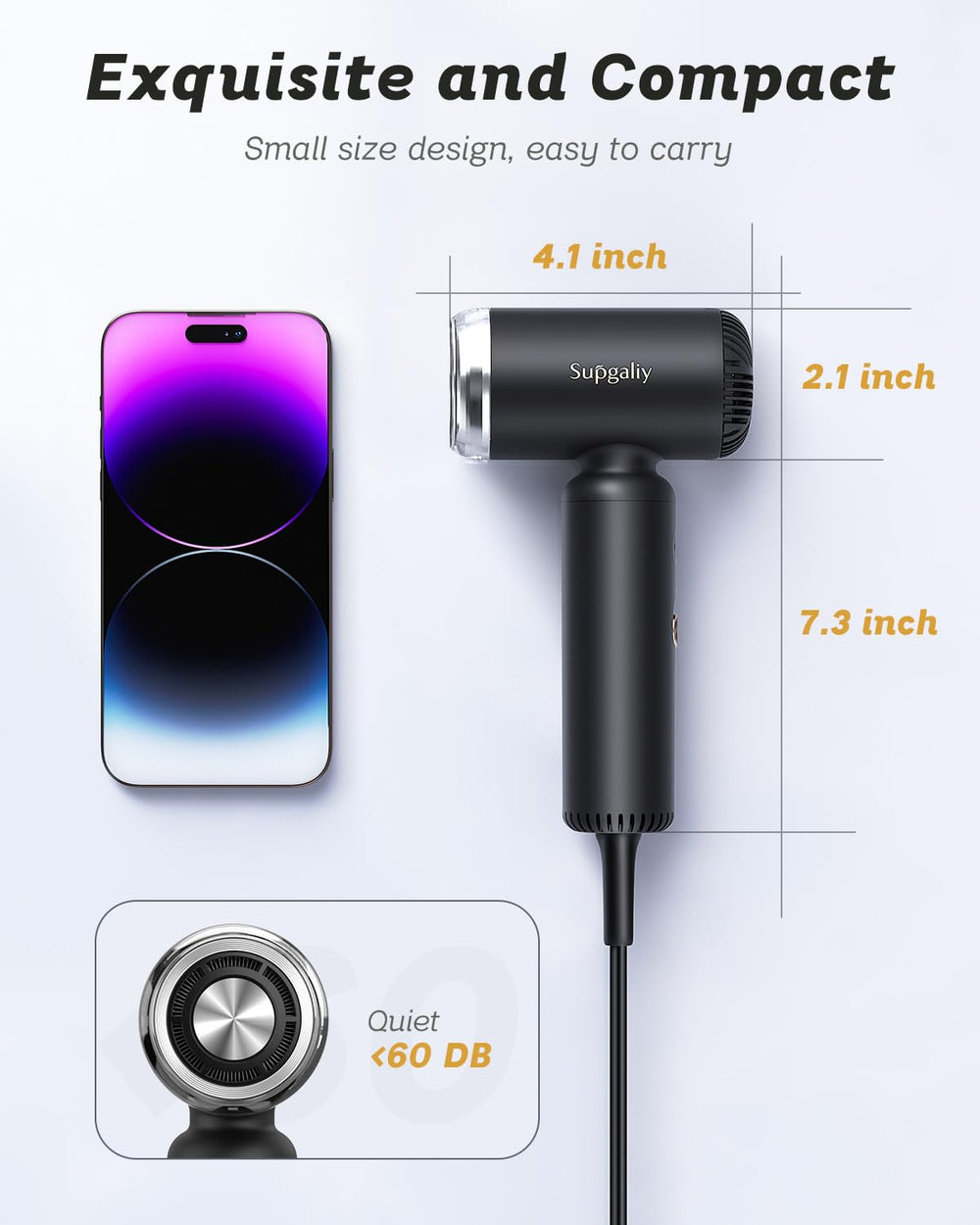 SUPGALIY dryer includes magnetic nozzle and diffuser for versatile styling.