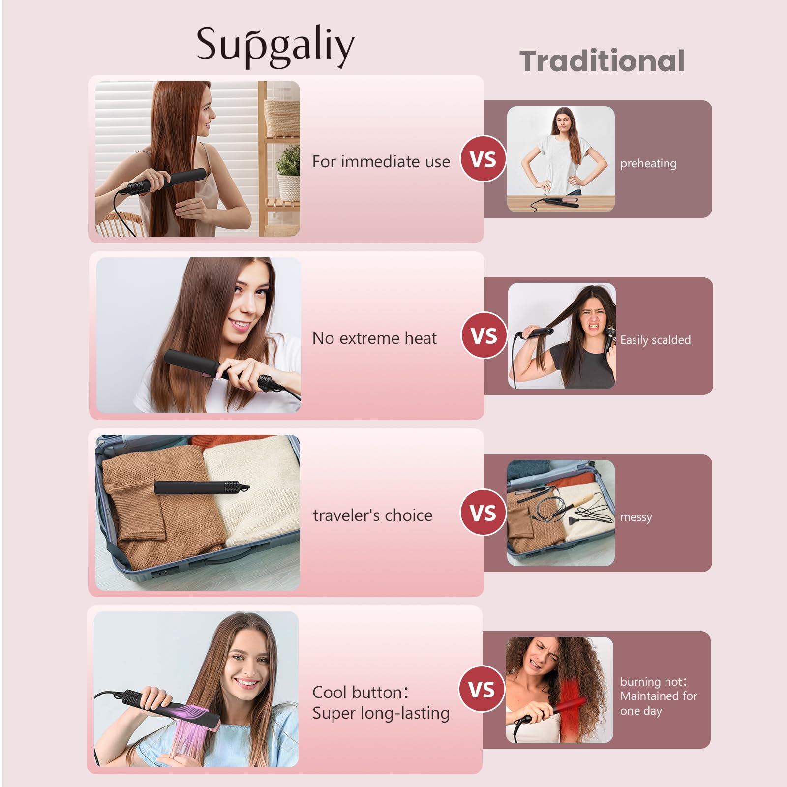 SUPGALIY sleek dark finish with frizz-control result