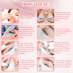 SUPGUDER lash lift kit application step demonstrates clear, at-home curling guidance.